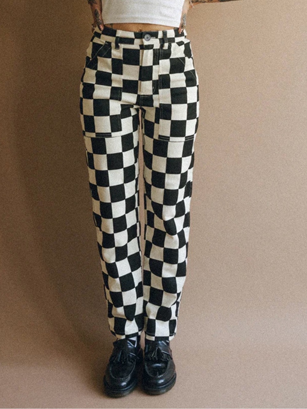 P&Co SERVICE FATIGUE PANTS - BLACK CHECKERBOARD